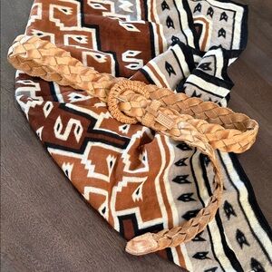 Brown Tan Braided Leather Belt